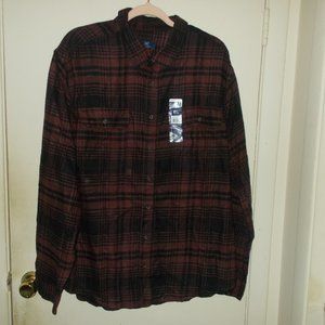 George Men's Plaid Flannel Button Up Top Multi Color Size 2XL New With Tags